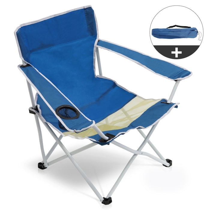 Chaise de plage Niceey - Porte-gobelet - Bleu/Blanc
