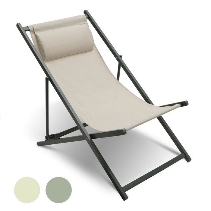Chaise longue Niceey - Avec oreiller - Beige