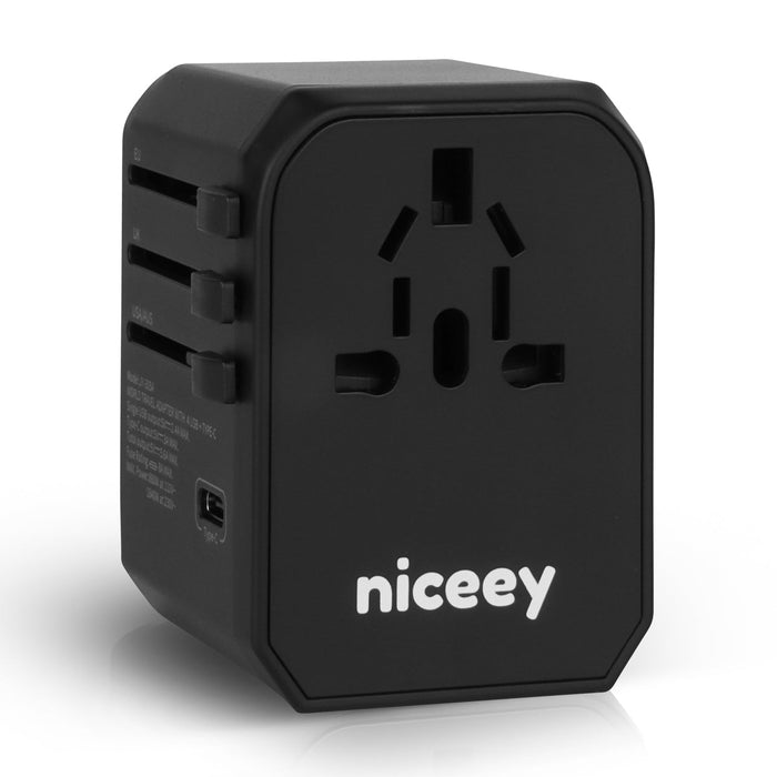Niceey Wereldstekker - Universele Stekker - Zwart