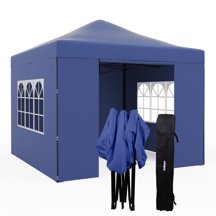 Tente de fête Niceey - 3x3m - Pavillon - Pliable et étanche - Facile à monter - Sac de transport à roulettes - Bleu foncé