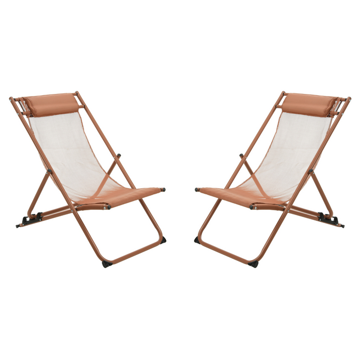 Chaise Longue Niceey - Avec Oreiller - Lot de 2 - Rouge