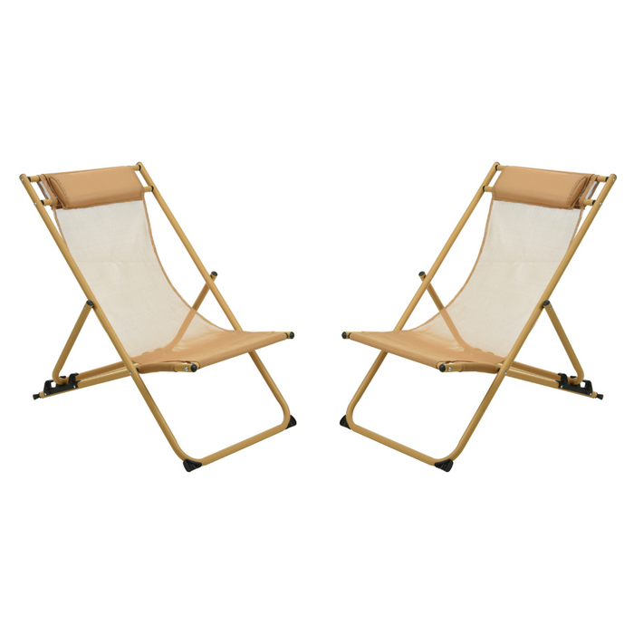 Chaise Longue avec Oreiller Niceey - Lot de 2 - Jaune