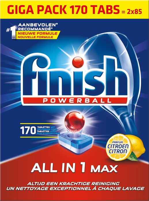 Tablettes Finish Powerball All in 1 Max pour lave-vaisselle Citroën - 170 tablettes - Pack annuel - Pack économique