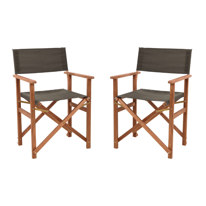 Chaise de Réalisateur Niceey - Bois d'Acacia - Lot de 2 - Taupe
