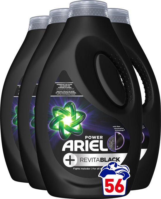 Ariel Lessive Liquide Power Revita Noir - Pack économique 4x14 Lavages