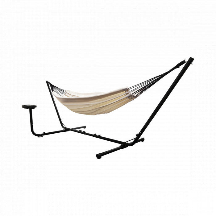 Niceey Hangmat met Standaard – 2 Persoons – Incl. Bekerhouder – 250kg - Beige