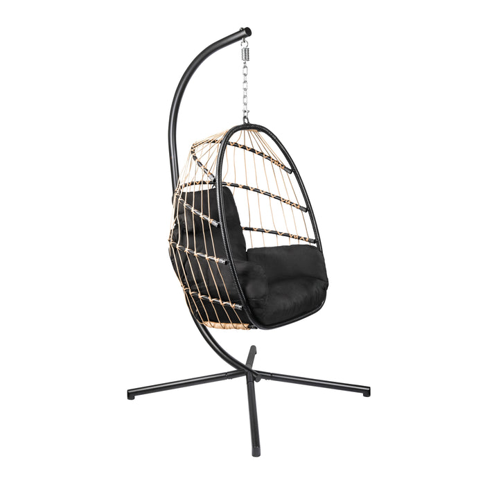 Chaise suspendue Niceey en rotin avec coussins