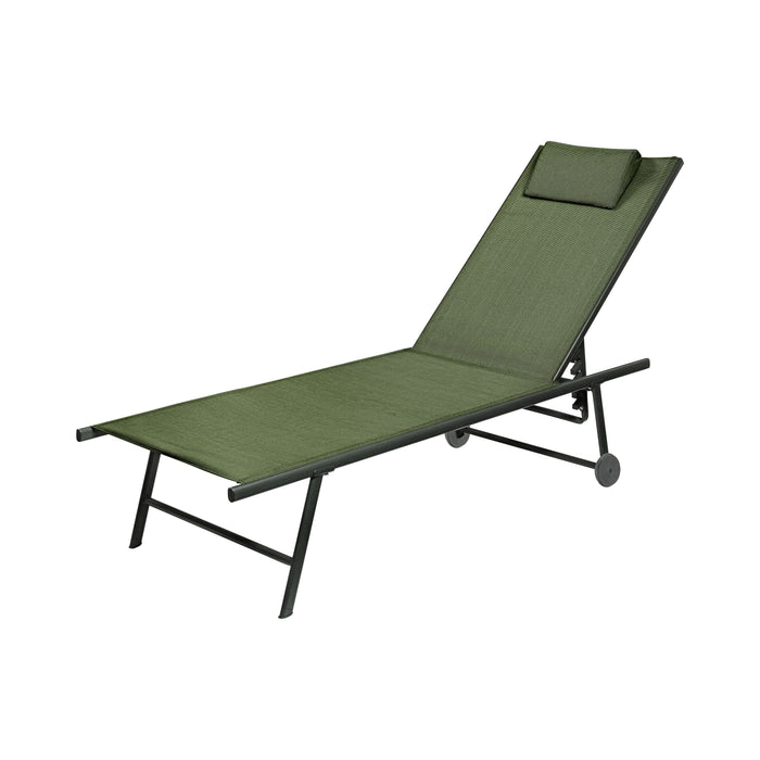 Chaise longue Niceey - Pliable - Oreiller inclus - Vert foncé