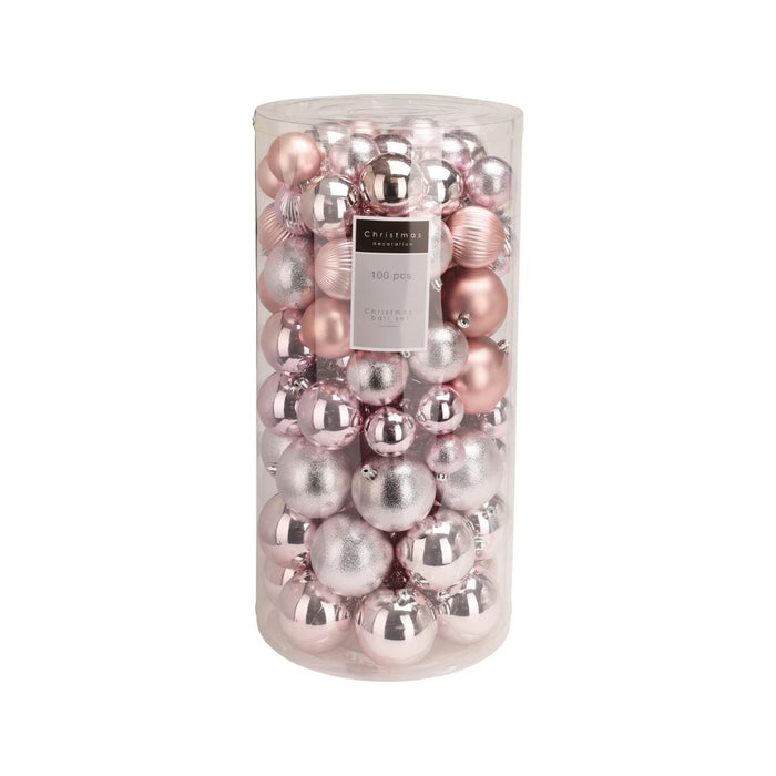 Niceey Kerstballen - 100 Stuks - Kerstballenset - Kerstversiering - Roze