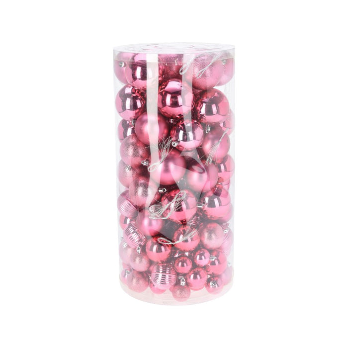 Niceey Kerstballen - 100 Stuks - Kerstballenset - Kerstversiering - Donker Roze