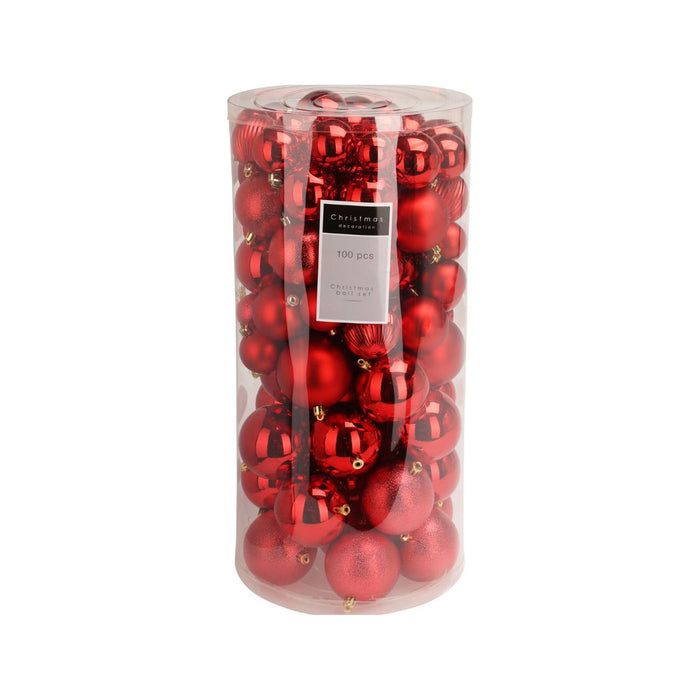 Niceey Kerstballen - 100 Stuks - Kerstballenset - Kerstversiering - Rood