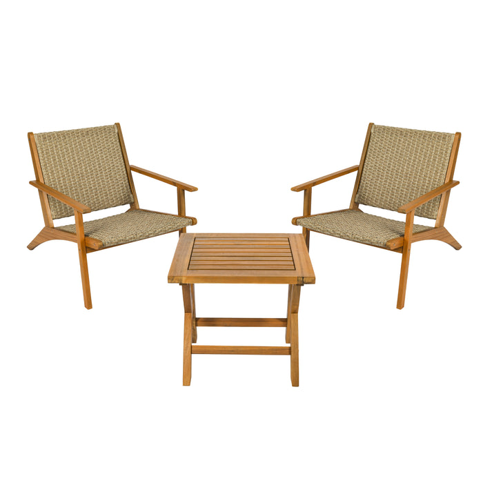 Ensemble de jardin de luxe Niceey, 3 pièces, bois d'acacia