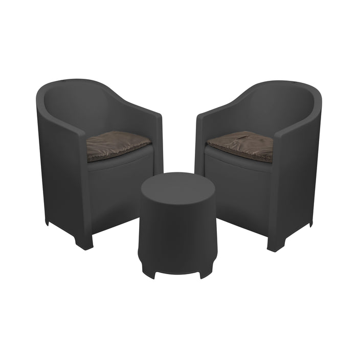 Ensemble de jardin Niceey - Luna - 3 pièces - Anthracite / Noir