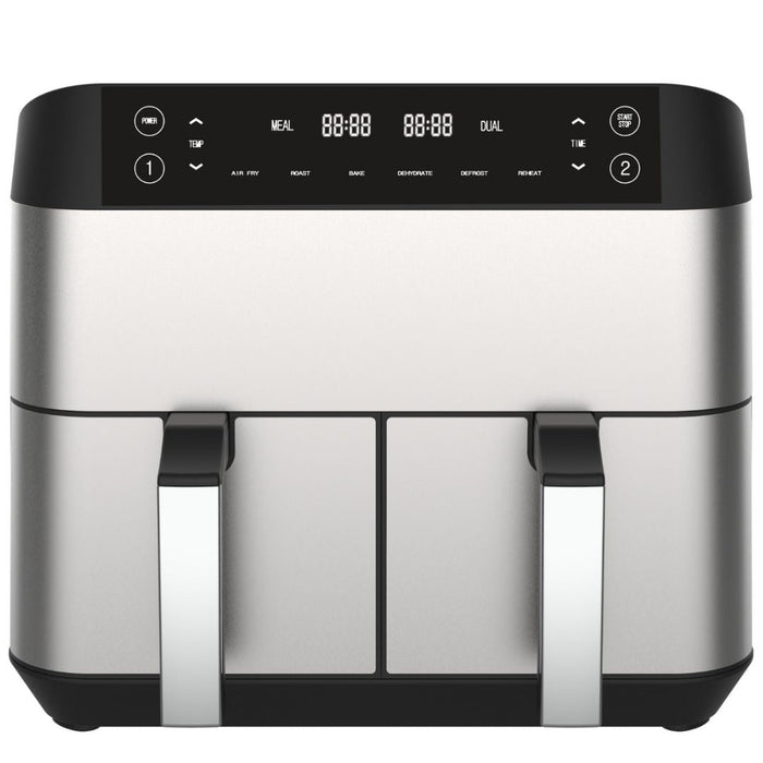 Niceey Dubbele Airfryer XXL - Twee Kookvakken - 8.0 Liter - 2460 Watt - Incl. Kookboek - Dual Functie - Zilver