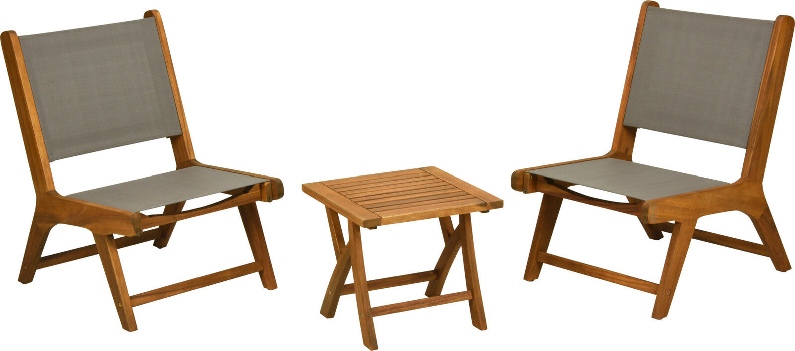 Ensemble de jardin de luxe Niceey - 3 pièces - Bois d'acacia / Taupe