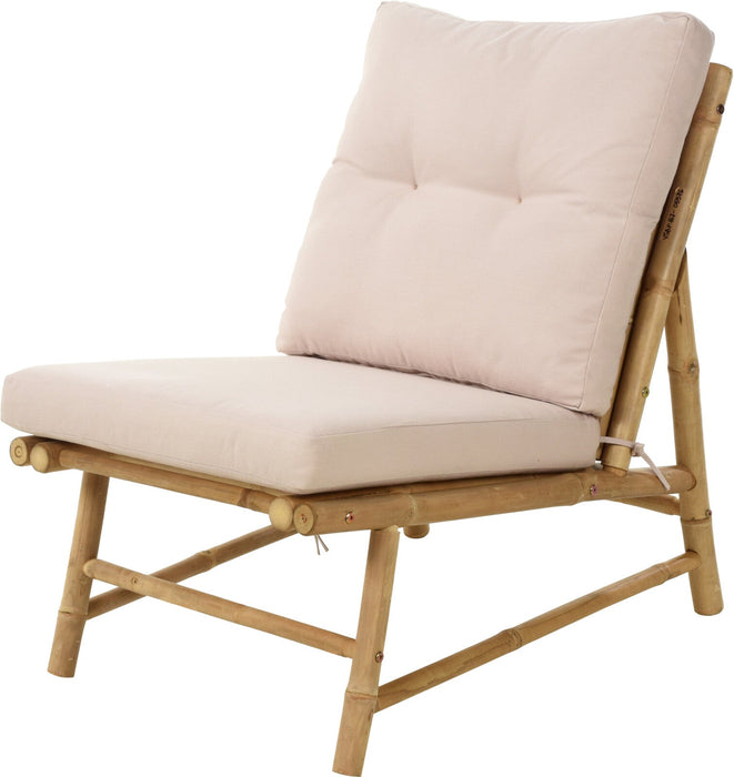 Chaise de jardin avec coussins Niceey - Bambou - Blanc