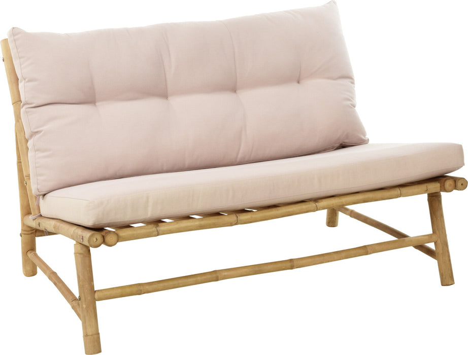 Banc de jardin avec coussins Niceey, bambou, blanc