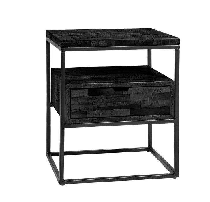 Niceey Table de chevet 1L, Bloc Gris, G340 noir