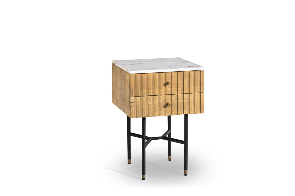 Niceey Table de chevet, 2 tiroirs, B180 naturel