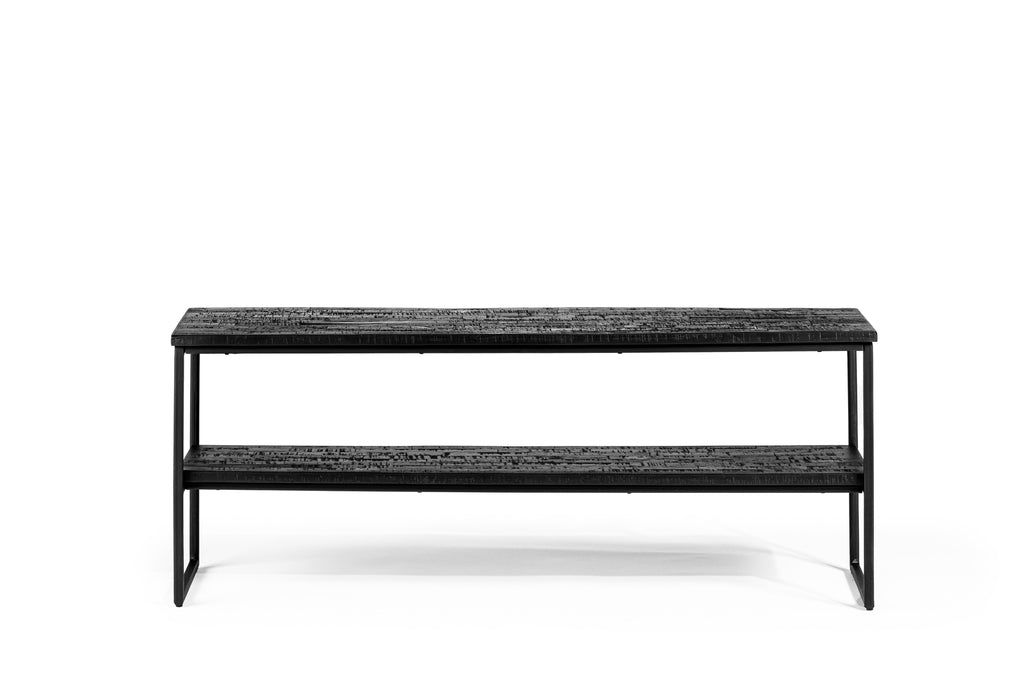Meuble TV Niceey 120 cm, Teck Vieilli, B340 noir