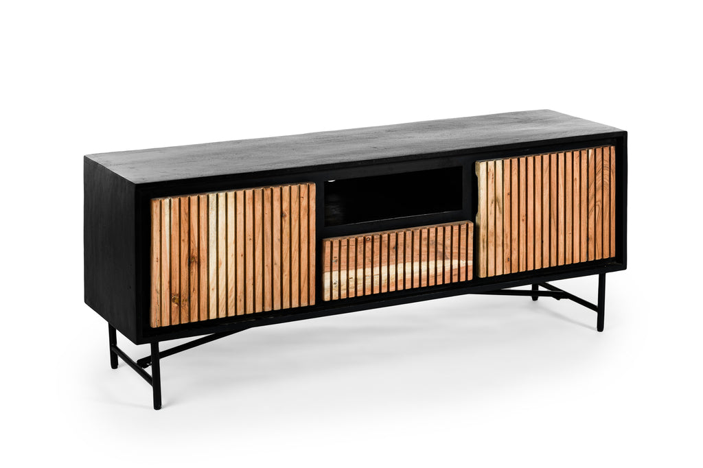 Meuble TV Niceey, 140 cm, B420 acacia pur