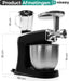 Niceey Keukenmachine 3-in-1 - Keukenrobot - Foodprocessor - 1500W - RVS Mengkom (7,5L) - Mixer met Garde Deeghaak Menghaak - Incl Gehaktmolen en Blender - Zwart