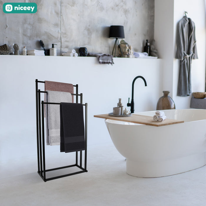 Porte-Serviettes Niceey - 3 Bras - Métal - Noir