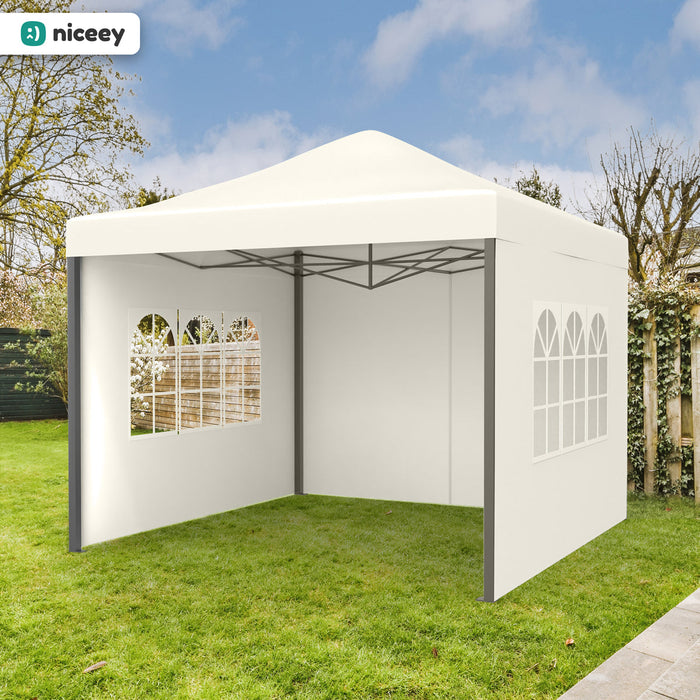 Niceey Partytent - 3x3m - Paviljoen - Opvouwbaar en Waterdicht - Easy Up - Draagtas met Wielen - Beige