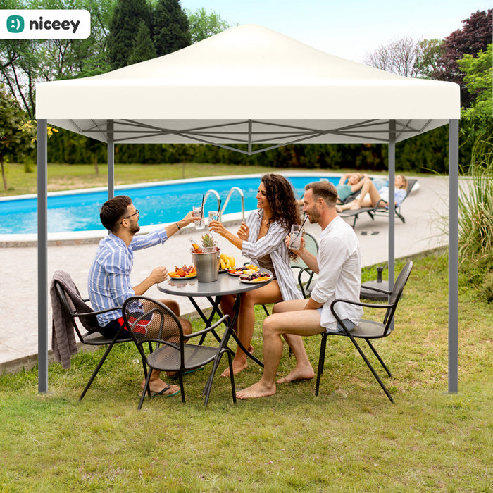 Niceey Partytent - 3x3m - Paviljoen - Opvouwbaar en Waterdicht - Easy Up - Draagtas met Wielen - Beige