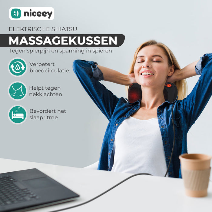 Coussin de massage Niceey - Thérapie infrarouge - Noir