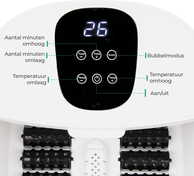 Niceey Bain de Pieds Massage XXL - avec Fonction Bulle - Rouleaux de Massage - Infrarouge - Blanc