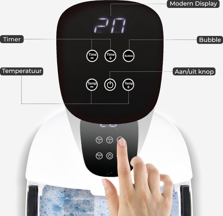 Niceey Bain de Pieds Massage XXL - avec Fonction Bulle - Rouleaux de Massage - Infrarouge - Blanc