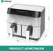 Niceey Dubbele Airfryer XXL - Twee Kookvakken - 8.0 Liter - 2460 Watt - Incl. Kookboek - Dual Functie - Zilver