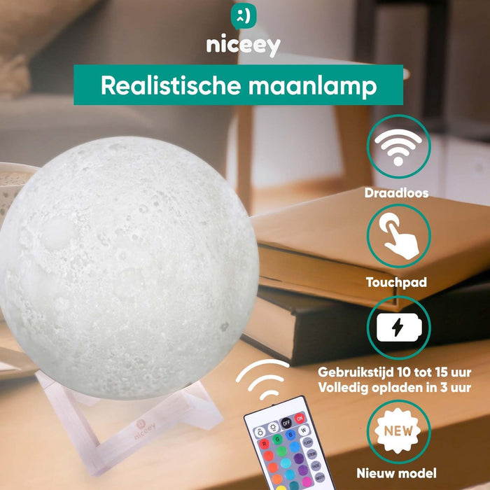 Lampe Lune Niceey - 20 cm - Plusieurs Couleurs