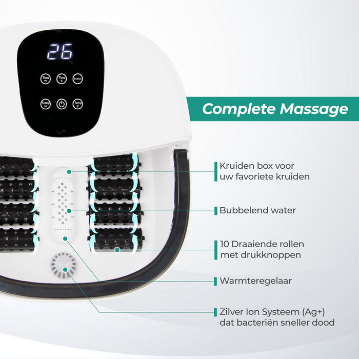 Niceey Bain de Pieds Massage XXL - avec Fonction Bulle - Rouleaux de Massage - Infrarouge - Blanc