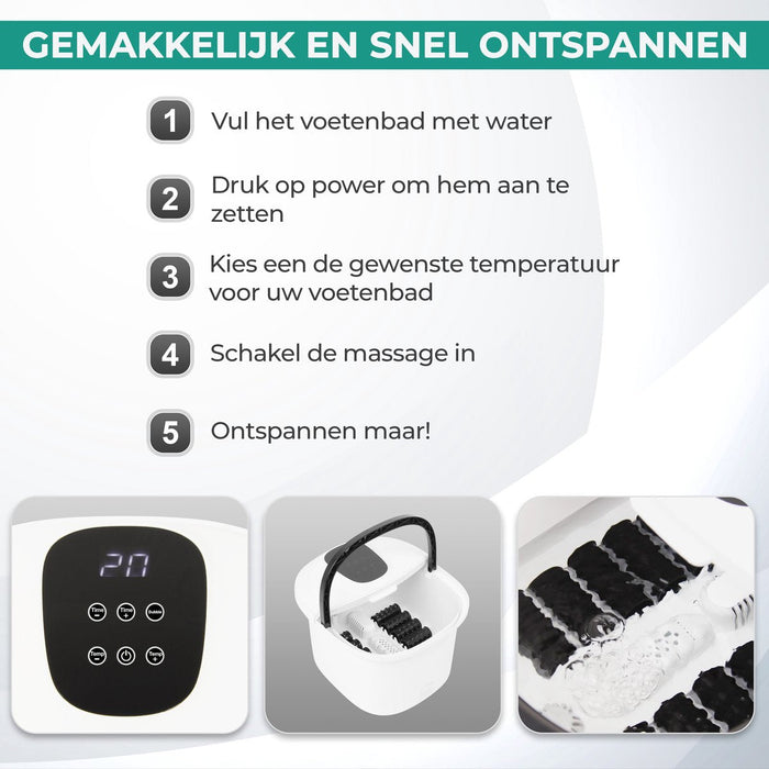Niceey Bain de Pieds Massage XXL - avec Fonction Bulle - Rouleaux de Massage - Infrarouge - Blanc