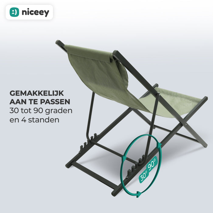 Chaise longue Niceey - Avec oreiller - Vert