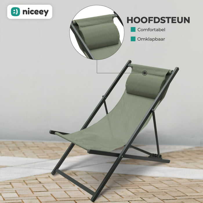 Chaise longue Niceey - Avec oreiller - Vert