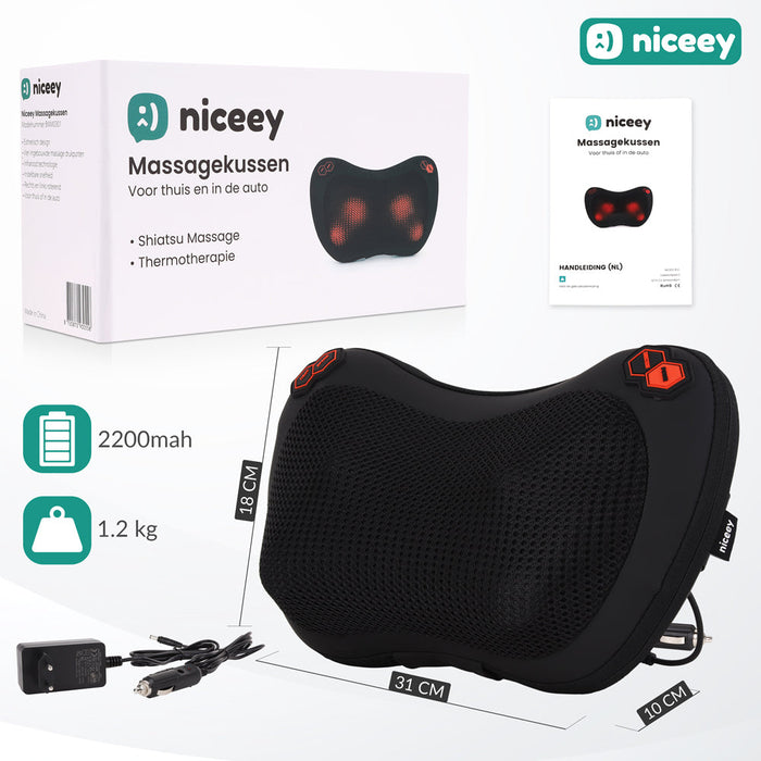 Coussin de massage Niceey - Thérapie infrarouge - Noir