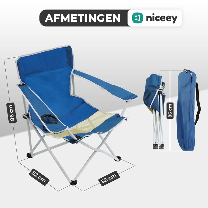 Chaise de plage Niceey - Porte-gobelet - Bleu/Blanc