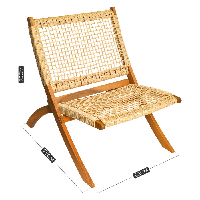 Chaise longue en rotin Niceey - pliable - Bambou/Bois FSC
