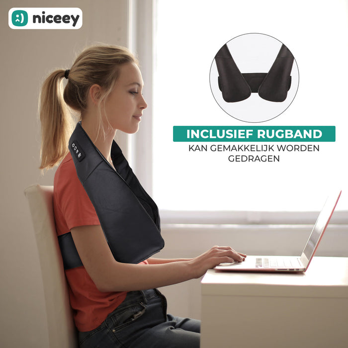 Coussin de massage Niceey Shiatsu - Masseur chauffant pour le cou et le dos - Noir
