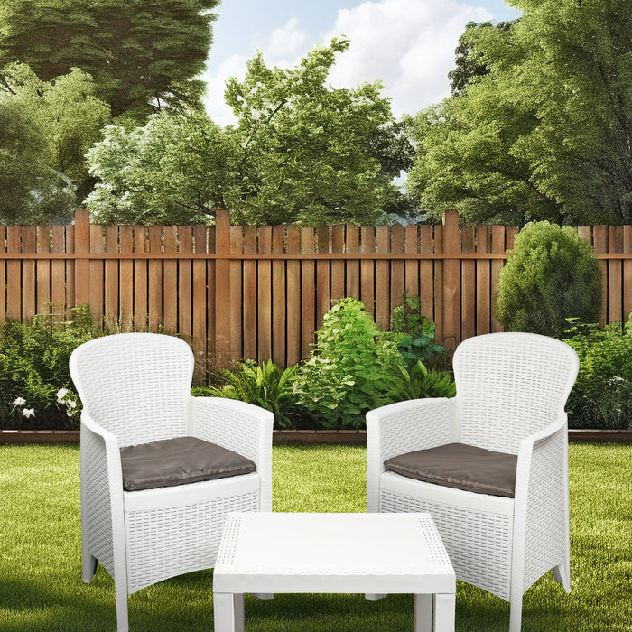 Ensemble de jardin Niceey, 3 pièces, blanc/gris