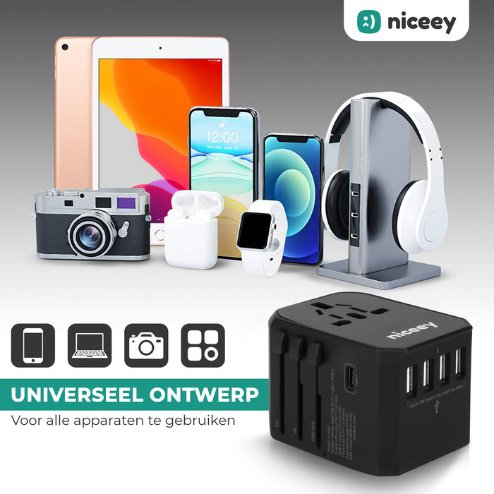 Niceey World Plug - Prise universelle - Noir