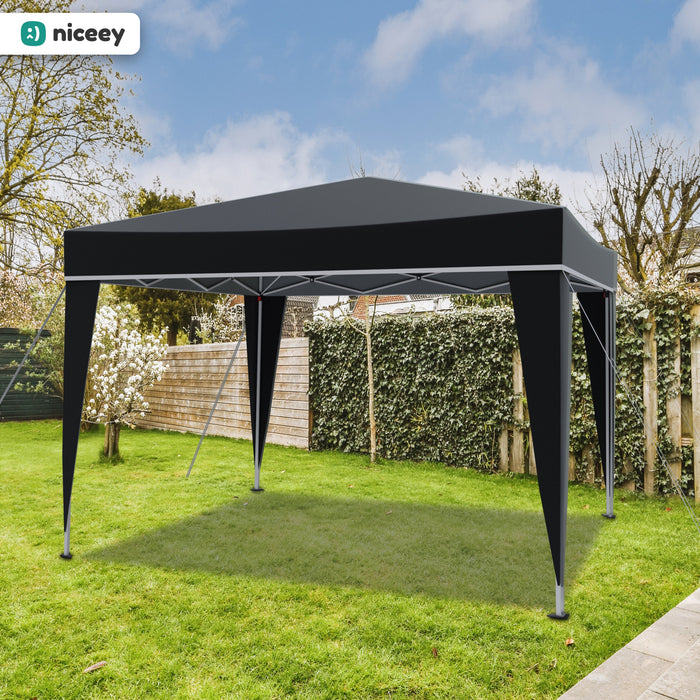 Tente de fête Niceey - 3x3m - Pavillon - Pliable et étanche - Tente de jardin - Facile à monter - Sac de transport à roulettes - Noir