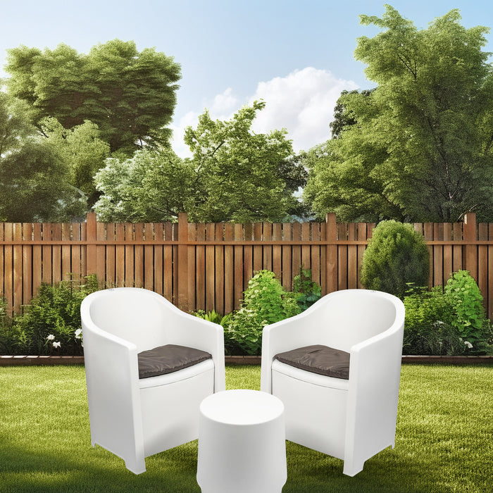 Niceey Ensemble de Jardin Luna - 3 Pièces - Blanc