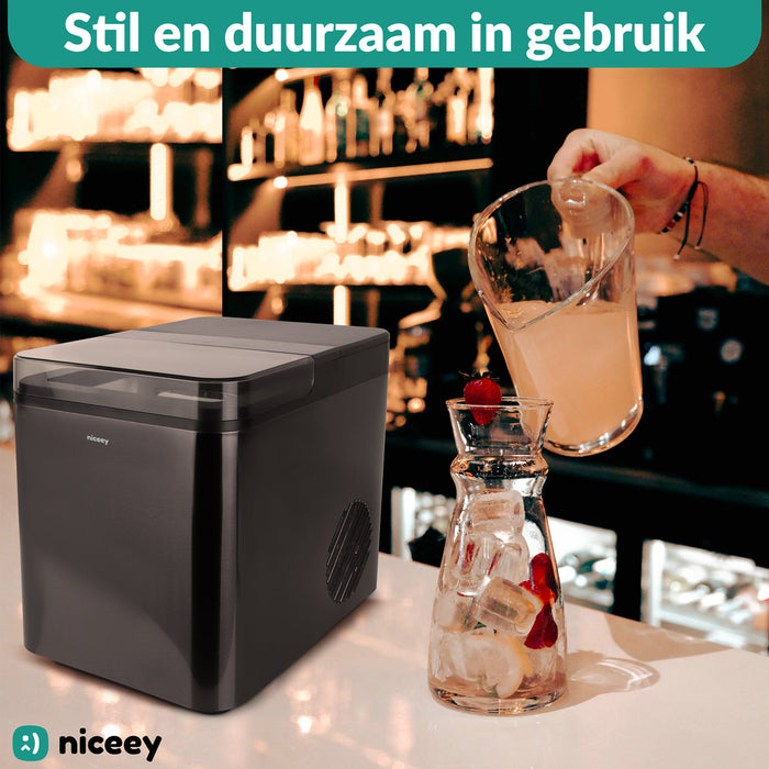 Machine à Glaçons Niceey Plus - 2 Litres - 6-8 Min. - 12kg/24h - avec cuillère à glace - Noir