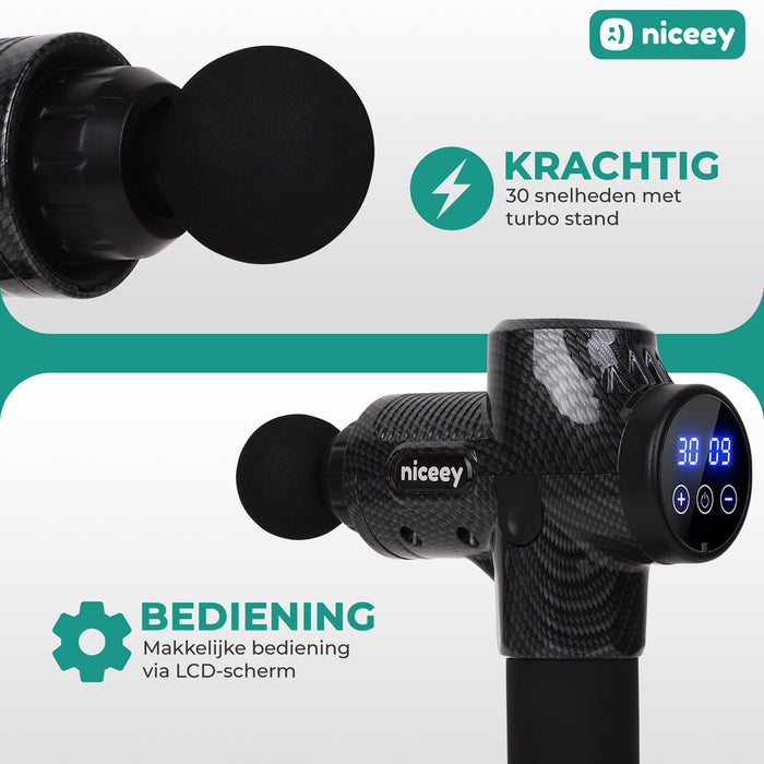 Pistolet de massage professionnel Niceey - Sans fil - Noir
