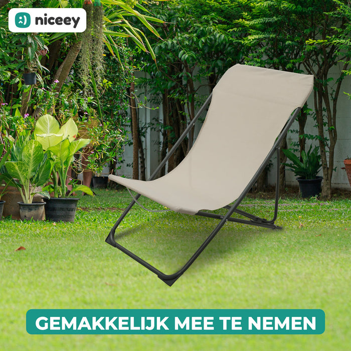 Niceey Lounger - Chaise de Jardin - Beige