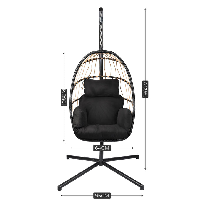 Chaise suspendue Niceey en rotin avec coussins